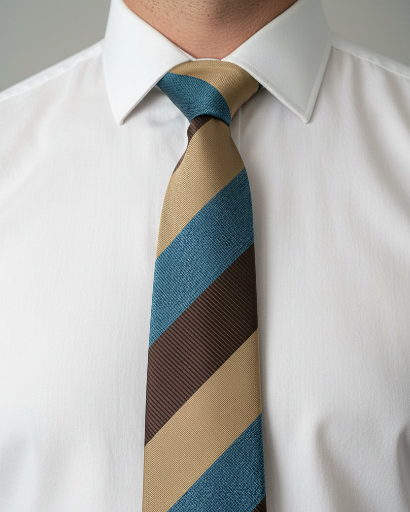Sand Teal Heritage Stripe Tie