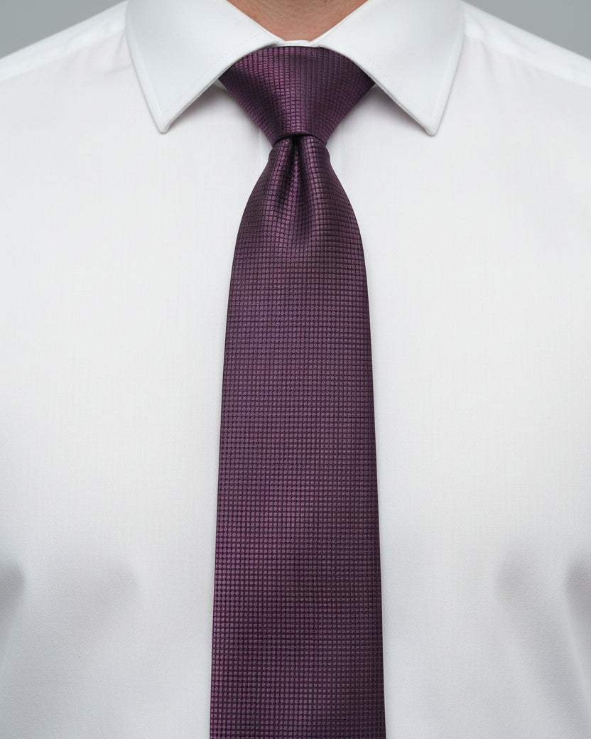 Plum Micro-Check Tie