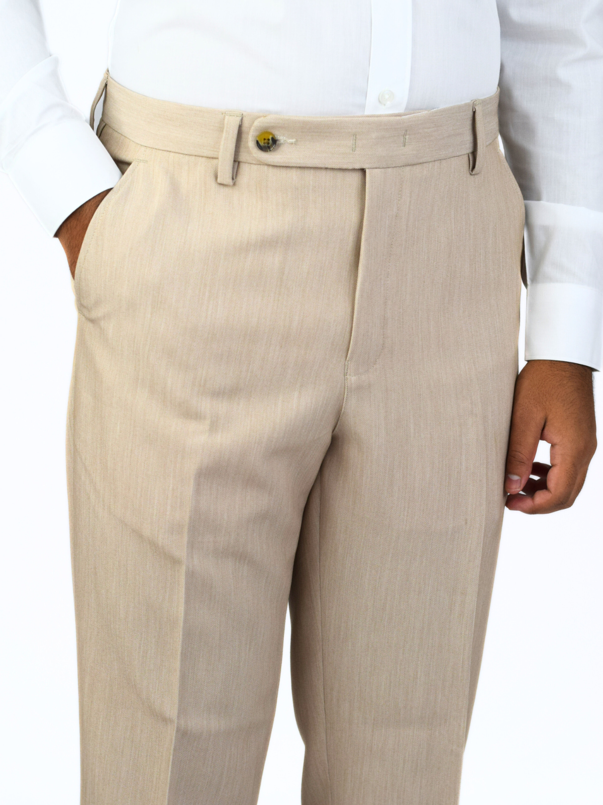 Beige Belt Loop Formal Trouser