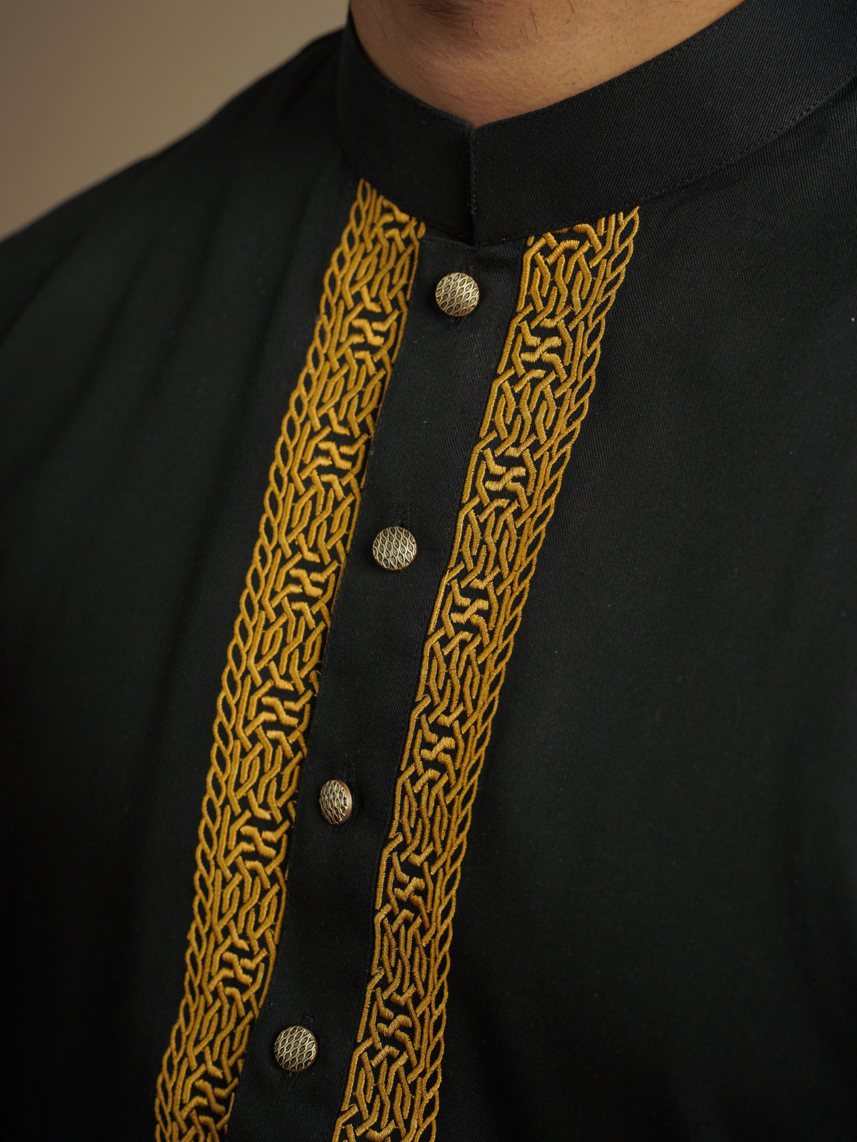 Black & Golden Embroidery Kurta