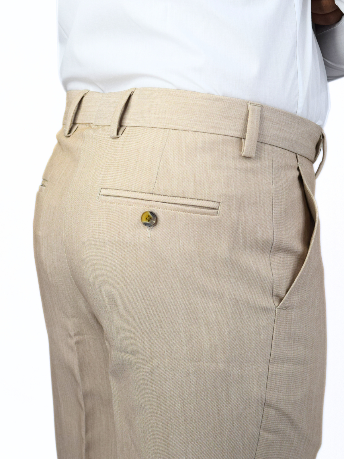 Beige Belt Loop Formal Trouser