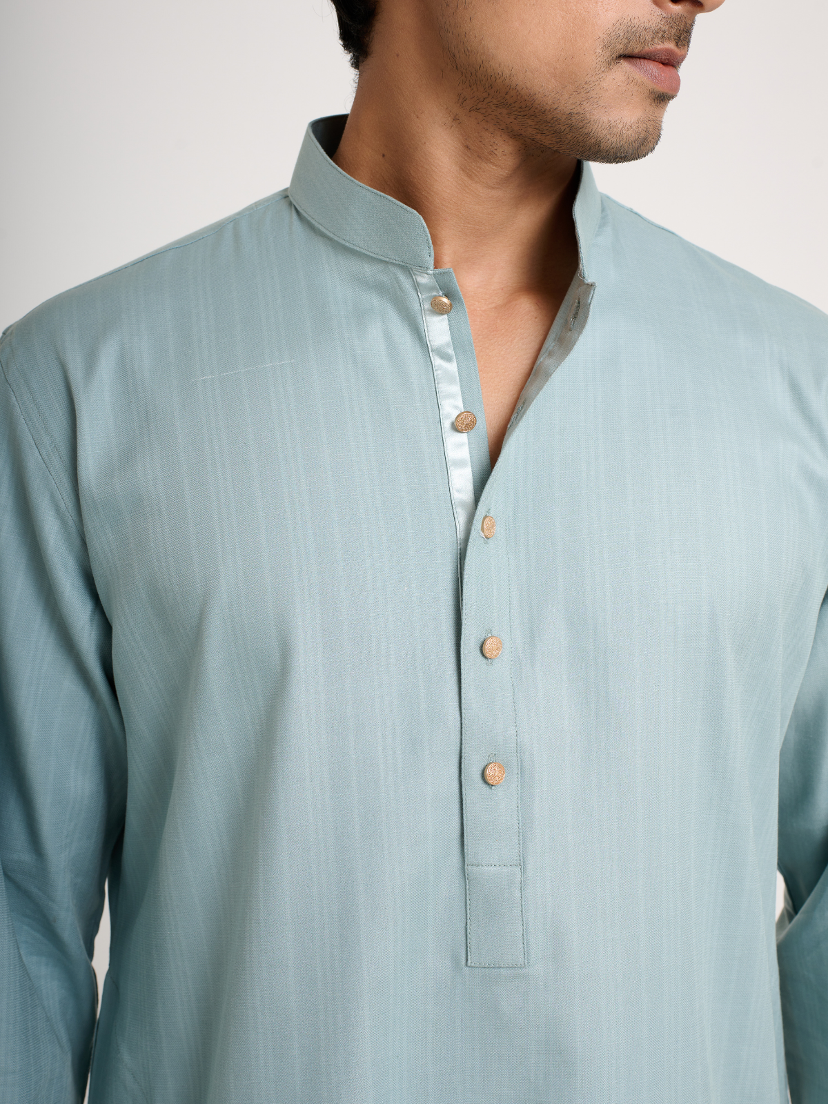 Mint Self Print Kurta