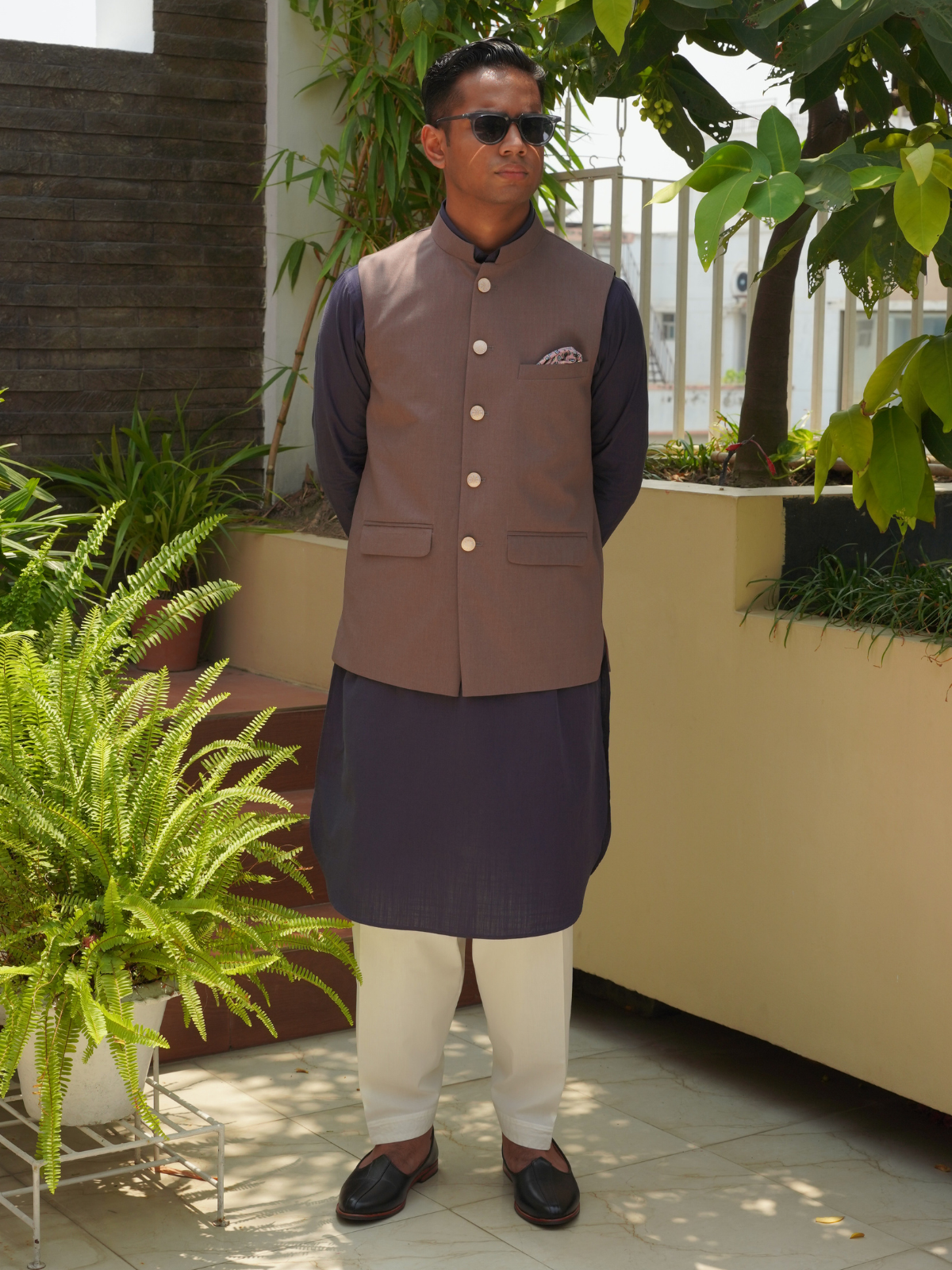 Dark Navy Kabli cut Kurta