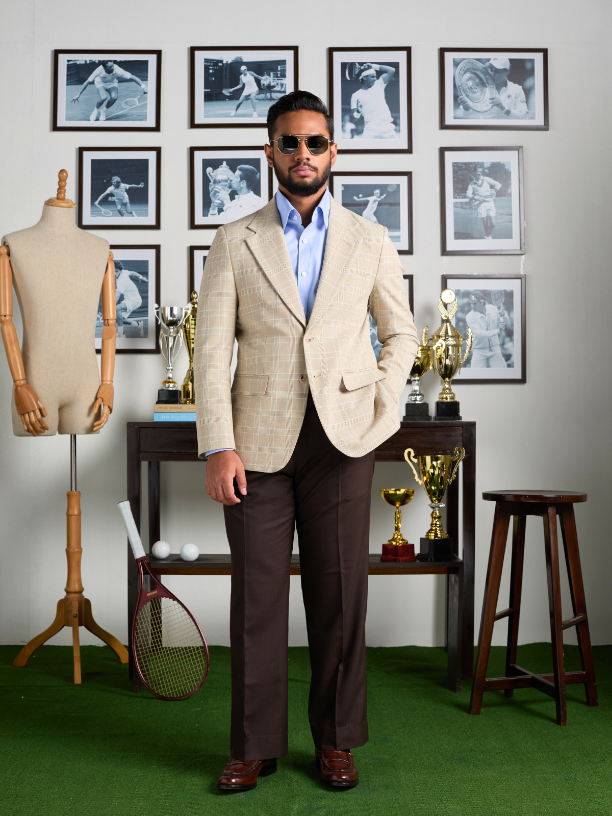 Beige Glen Check Blazer