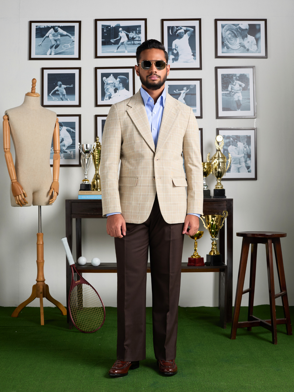 Beige Glen Check Blazer