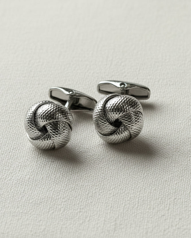 Knot Weave Cufflinks – Silver
