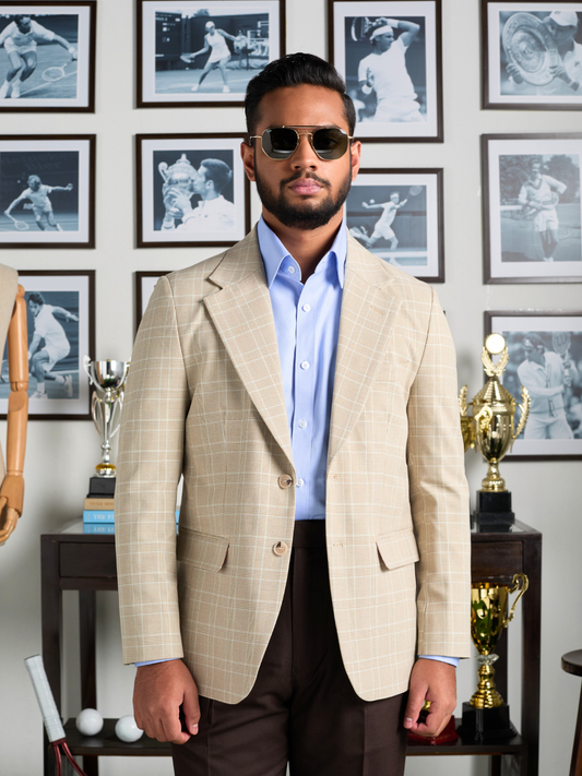 Beige Glen Check Blazer