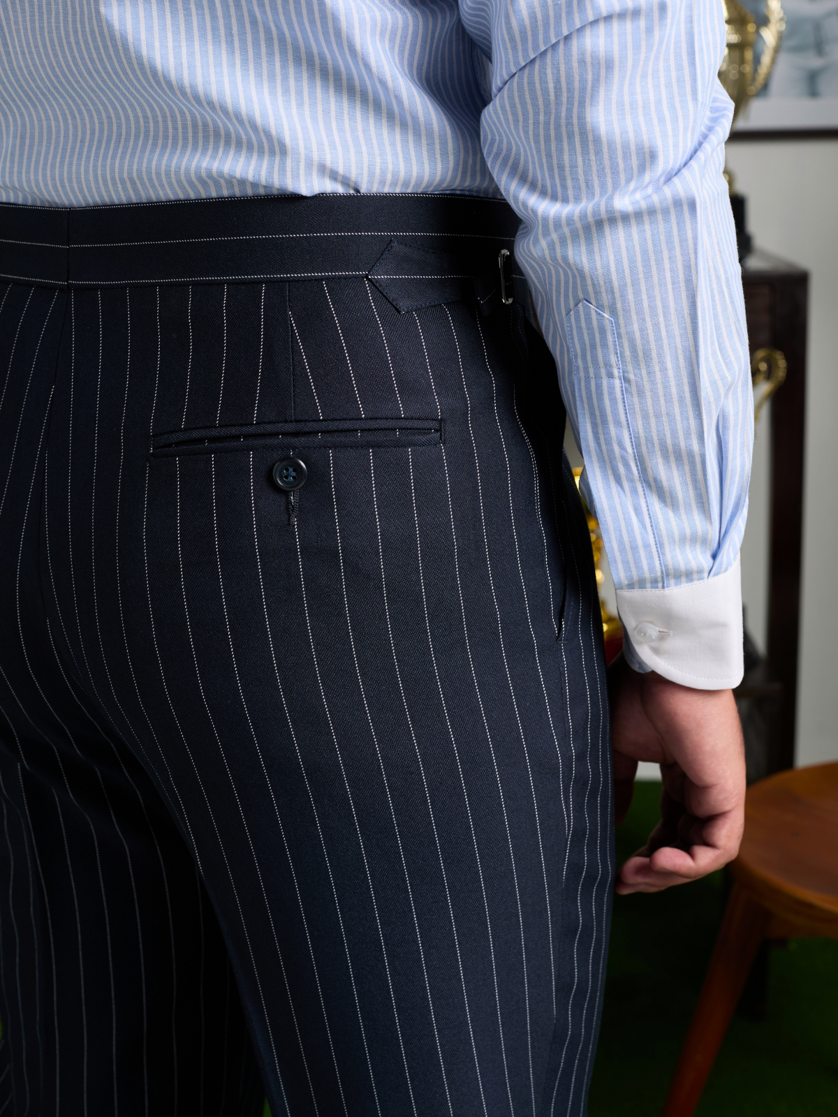 Navy Pinstripe Formal Trouser