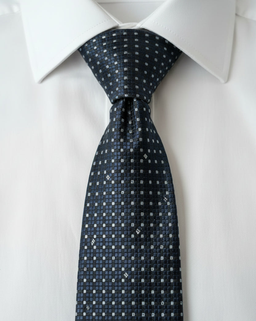 Midnight Grid Weave Tie