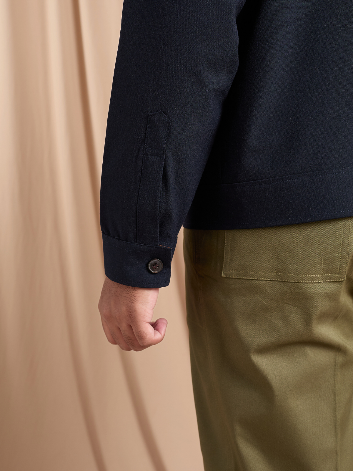Navy Cropped Bomber Jacket
