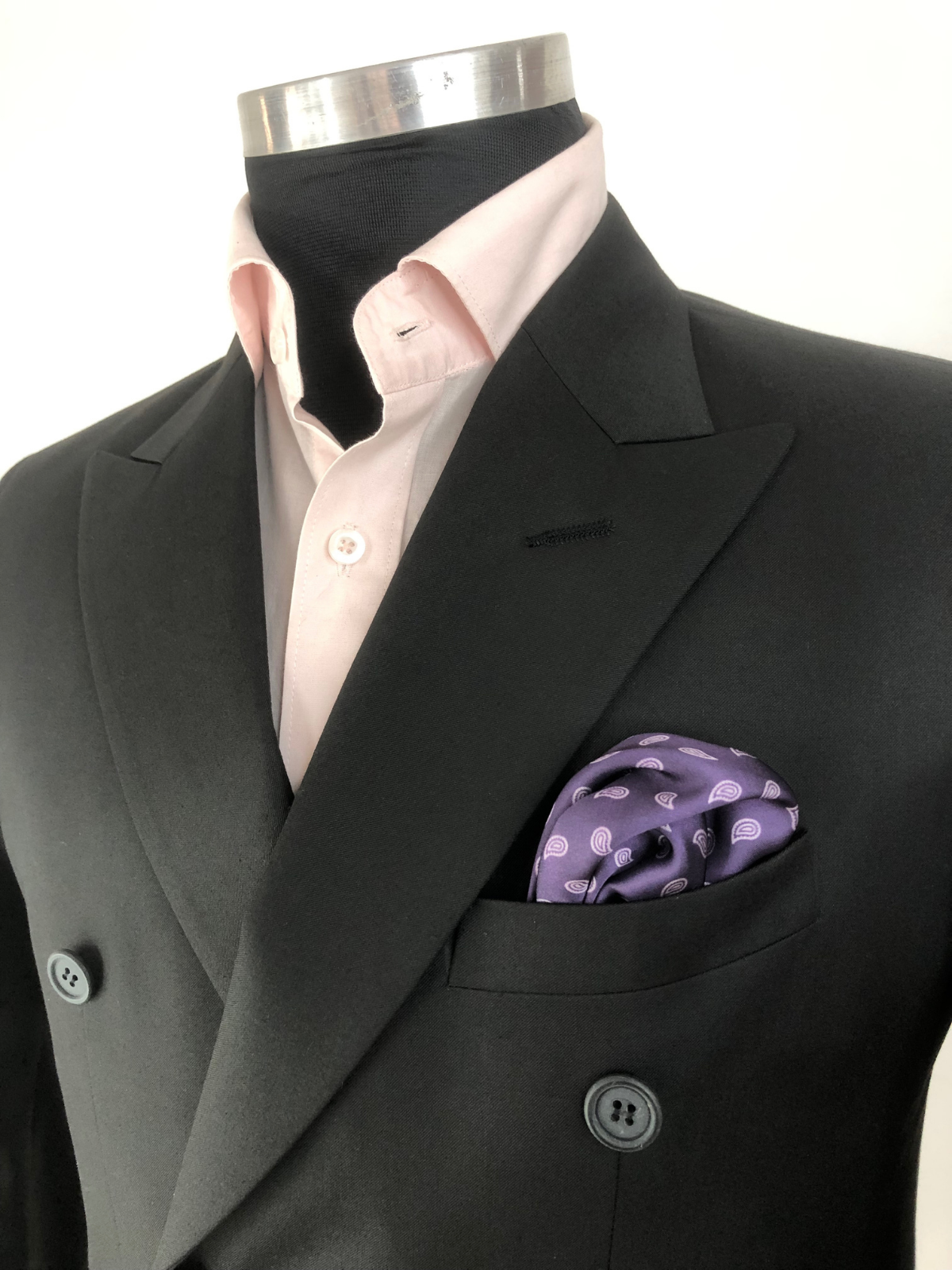 Violet with Mini White Paisley Silk Pocket Square