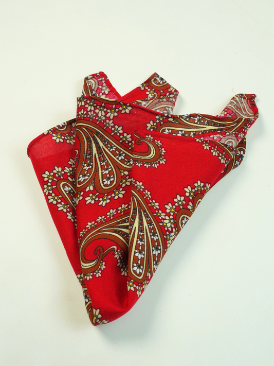 Red Bold Paisley Pocket Square