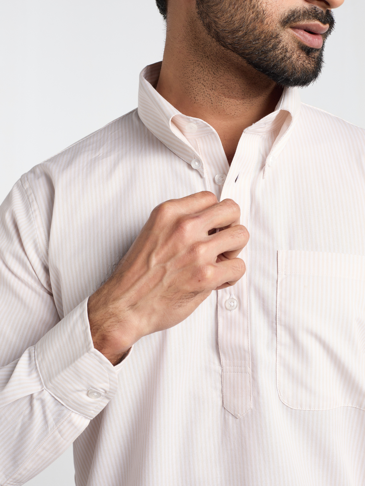 Mustard Button Down Short Kurta