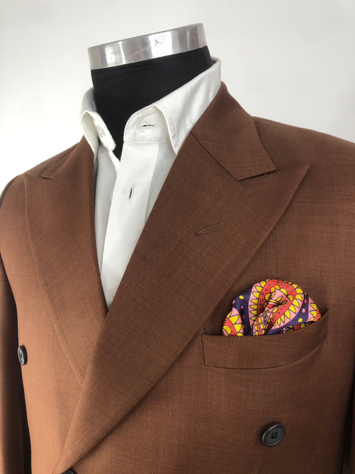 Violet with Orange & Yellow Paisley Silk Pocket Square
