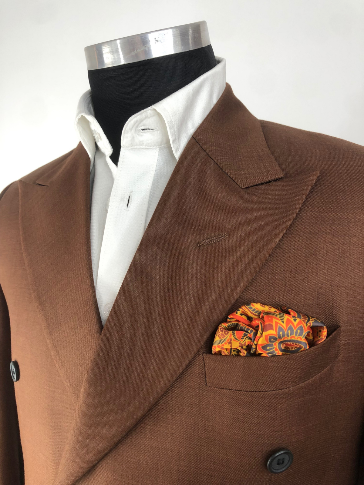 Orange Floral Silk Pocket Square