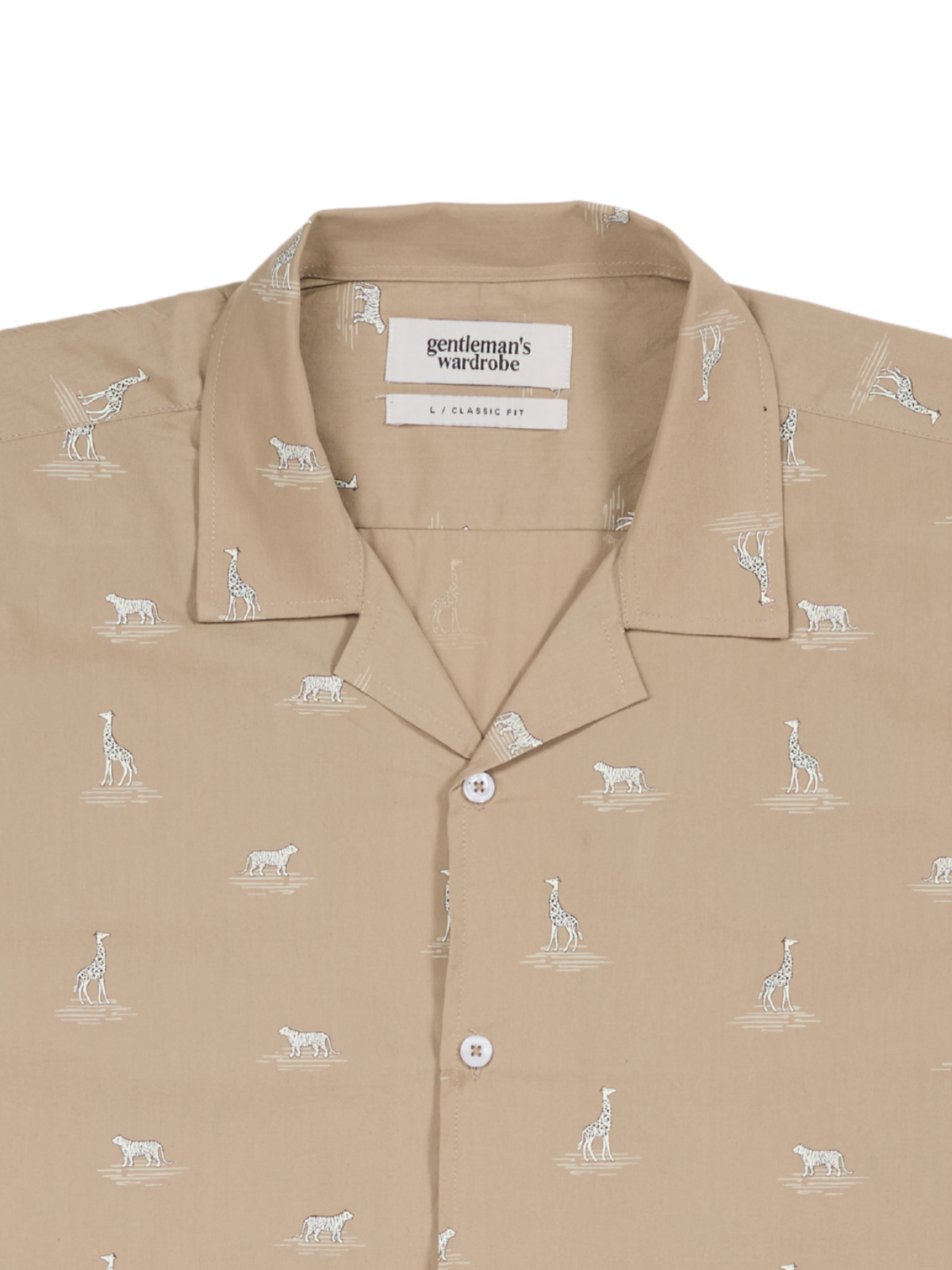 Sand Animal Print Cuban Shirt
