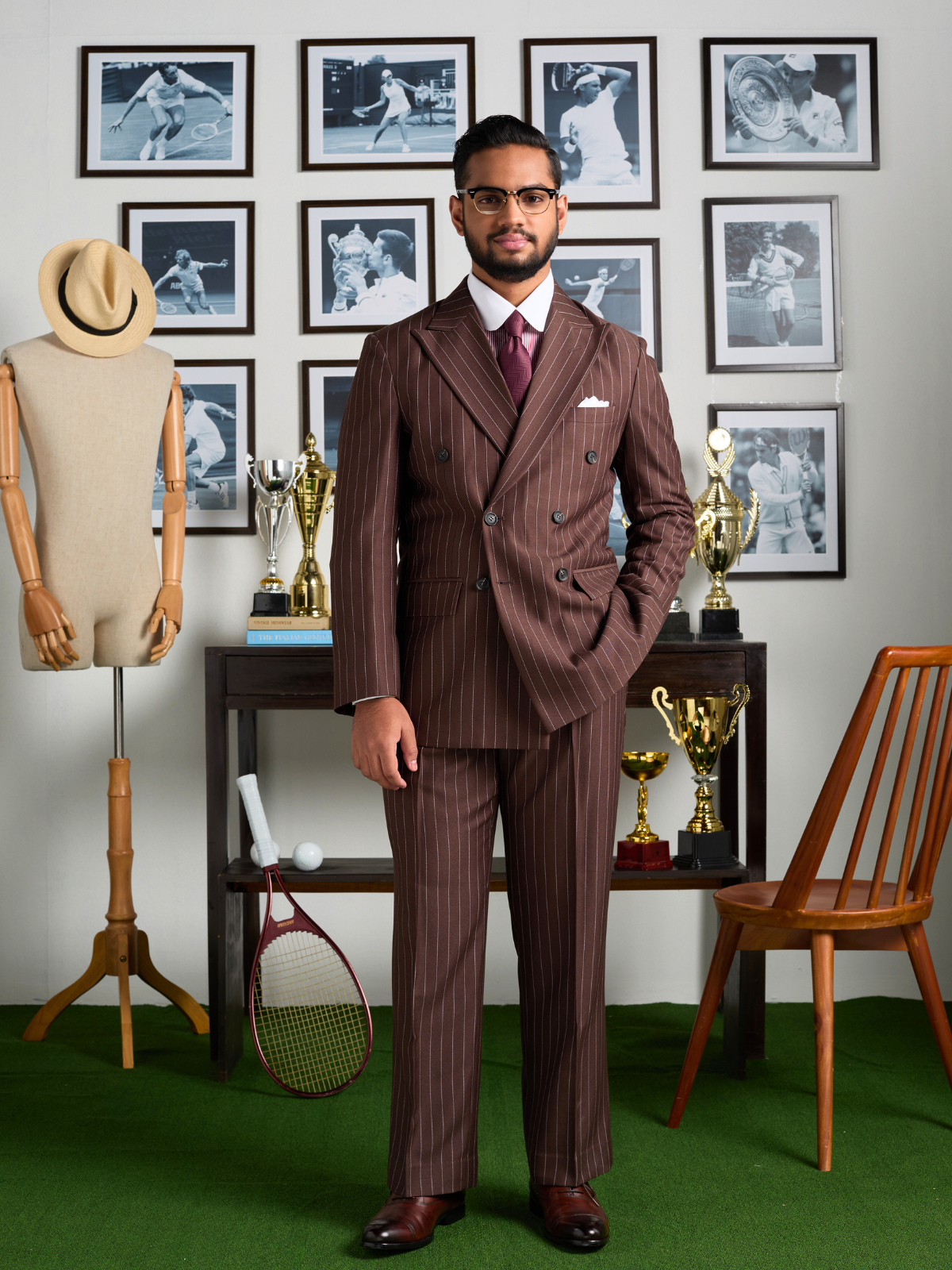 Brown Pinstripe DB Blazer
