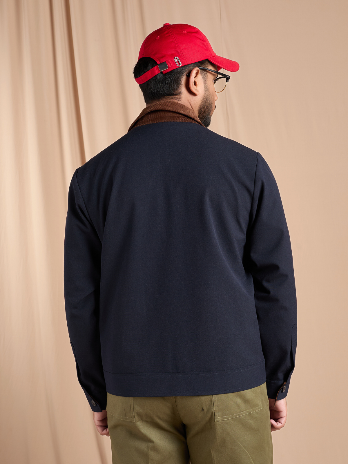 Navy Cropped Bomber Jacket