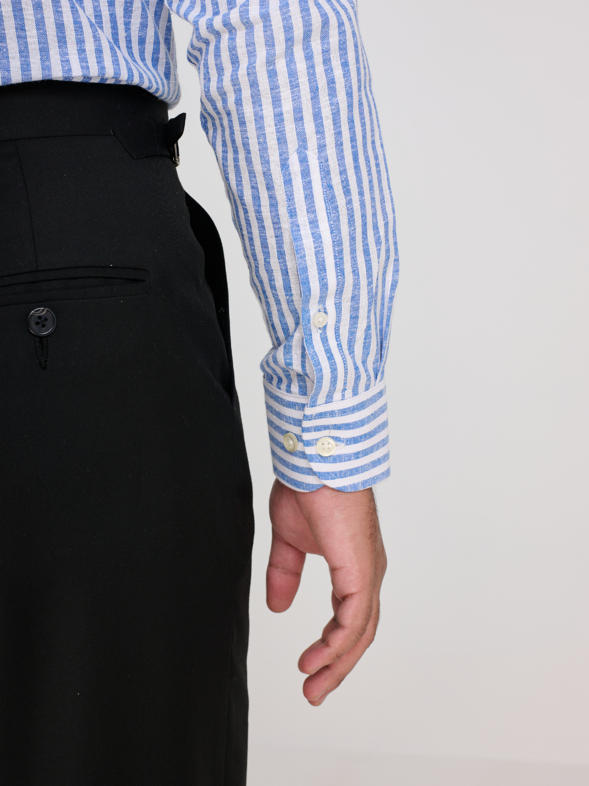 Blue & White Stripe Point Collar Shirt