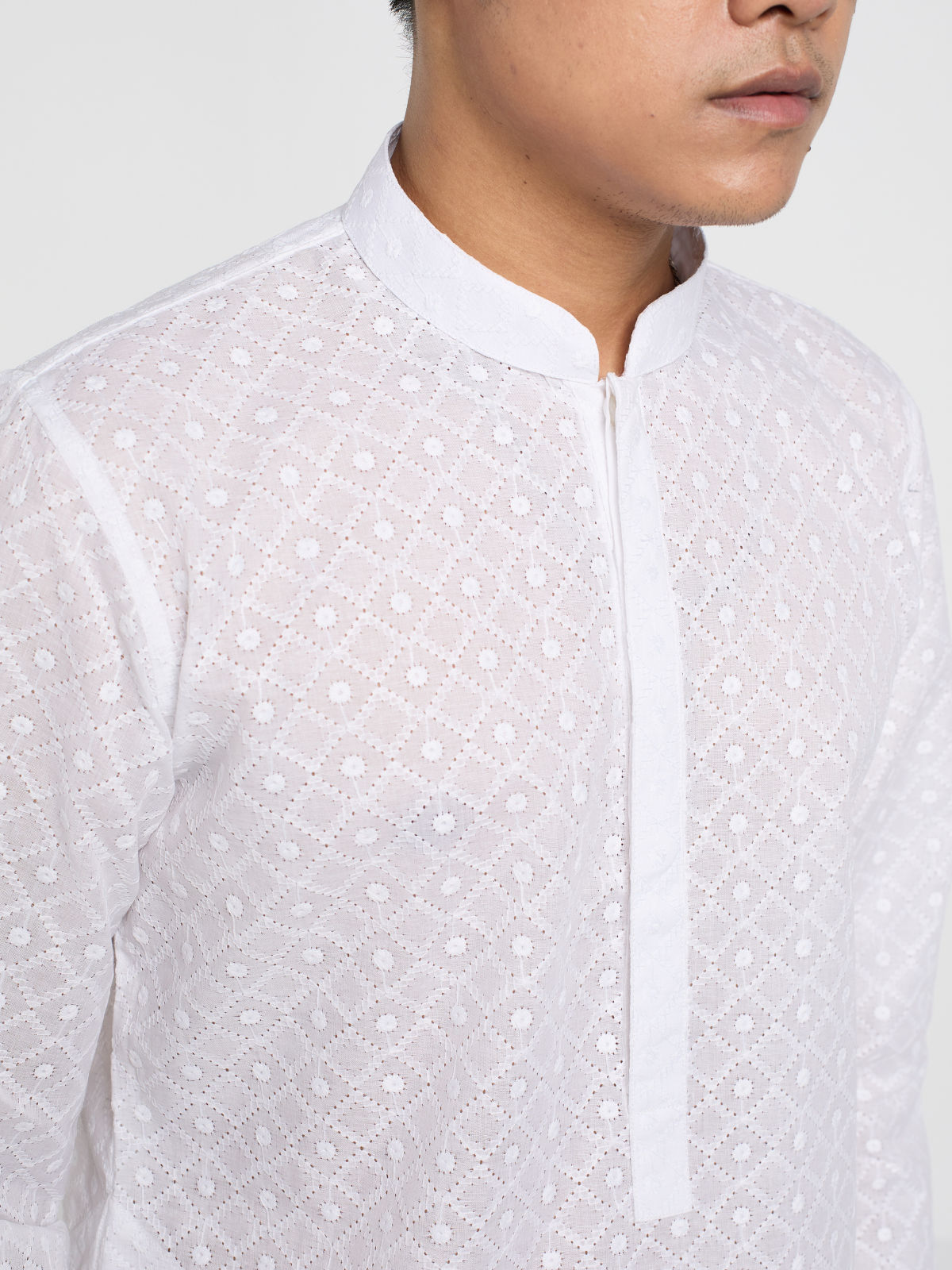 White Patterned Chikankari Kurta