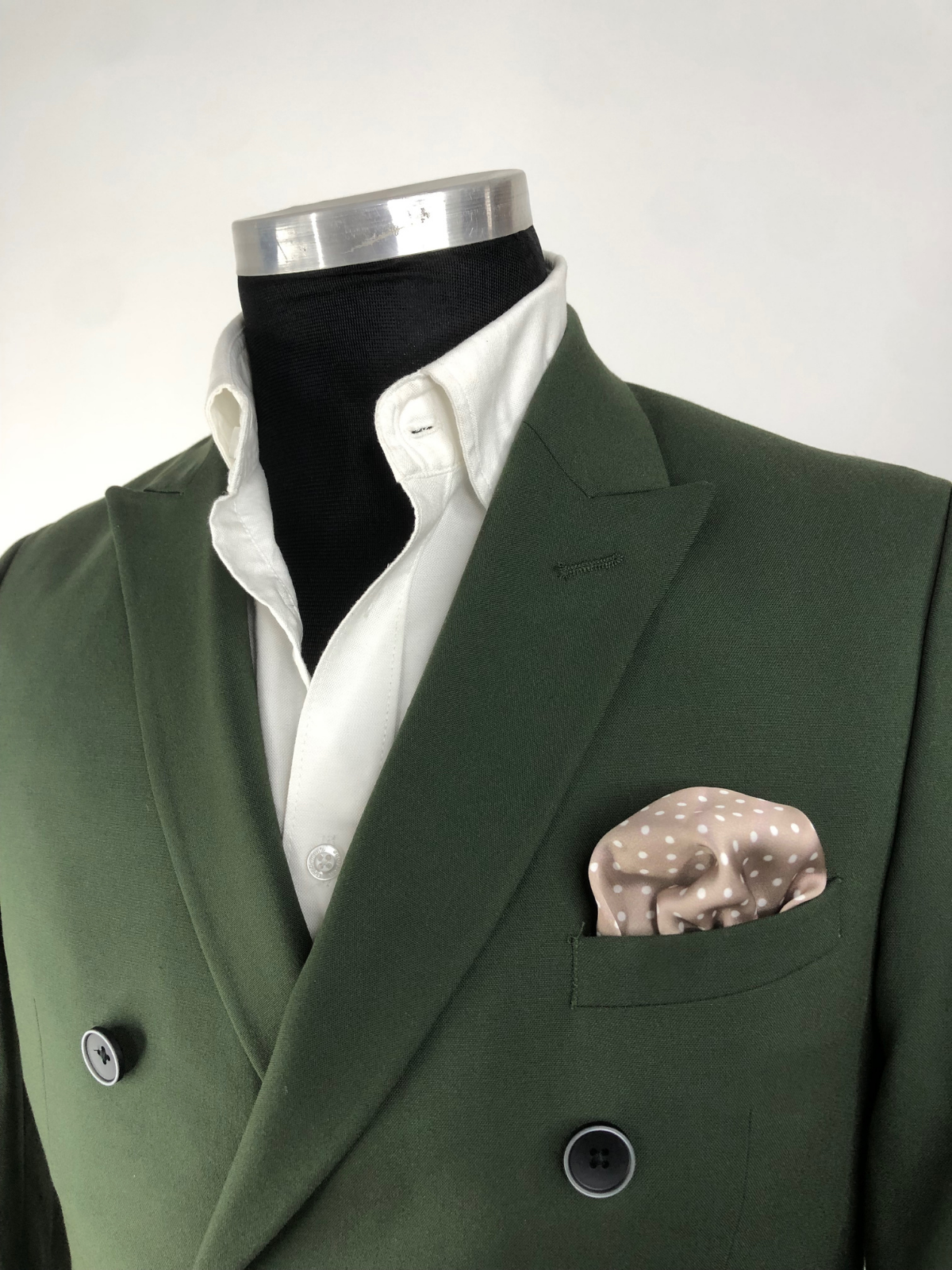 Silver Polka Silk Pocket Square