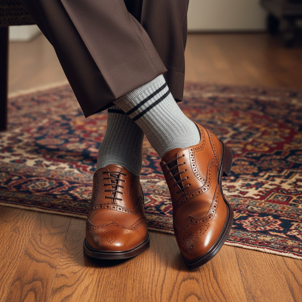 Grey with Black Stripe Socks