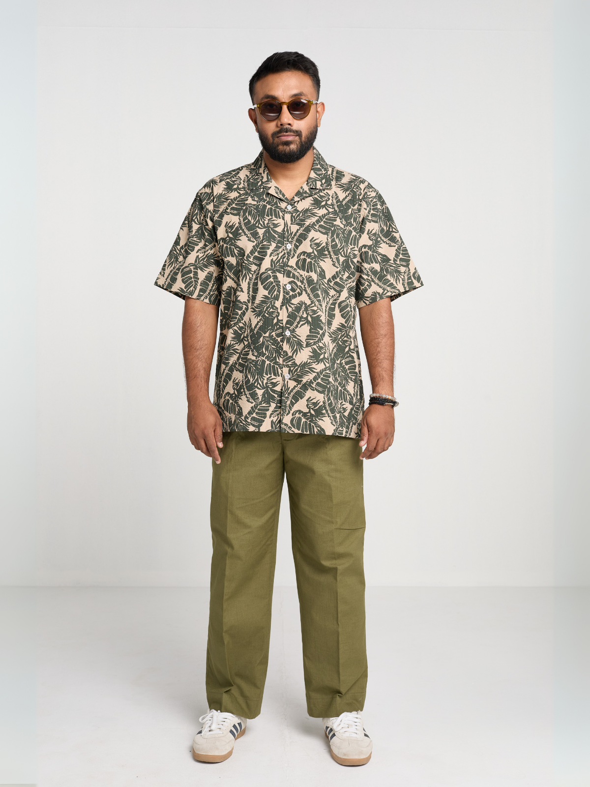Olive Floral Cuban Shirt