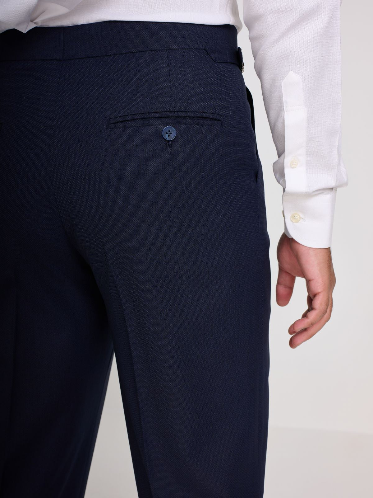 Navy Textured Side-Adjuster Trouser