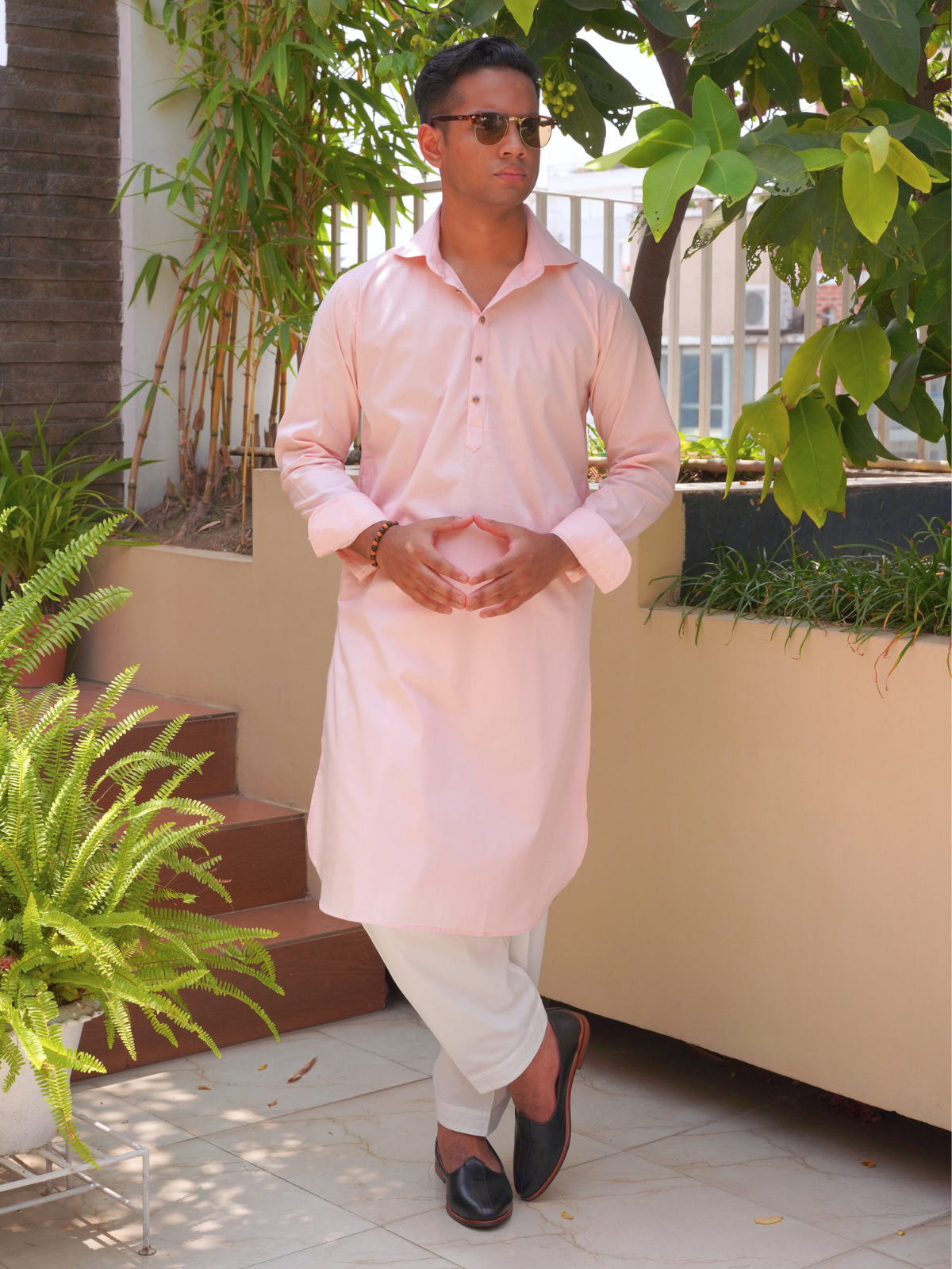Baby Pink Kabli cut Kurta