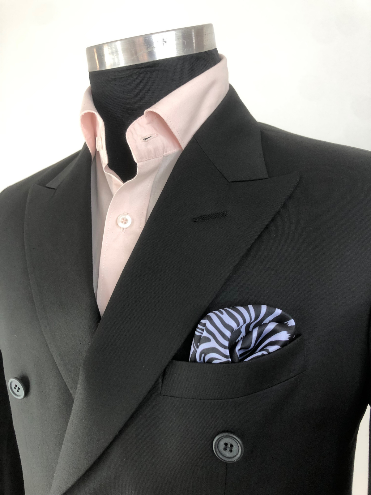 Black with Lavender Zebra Abstract Silk Pocket Square
