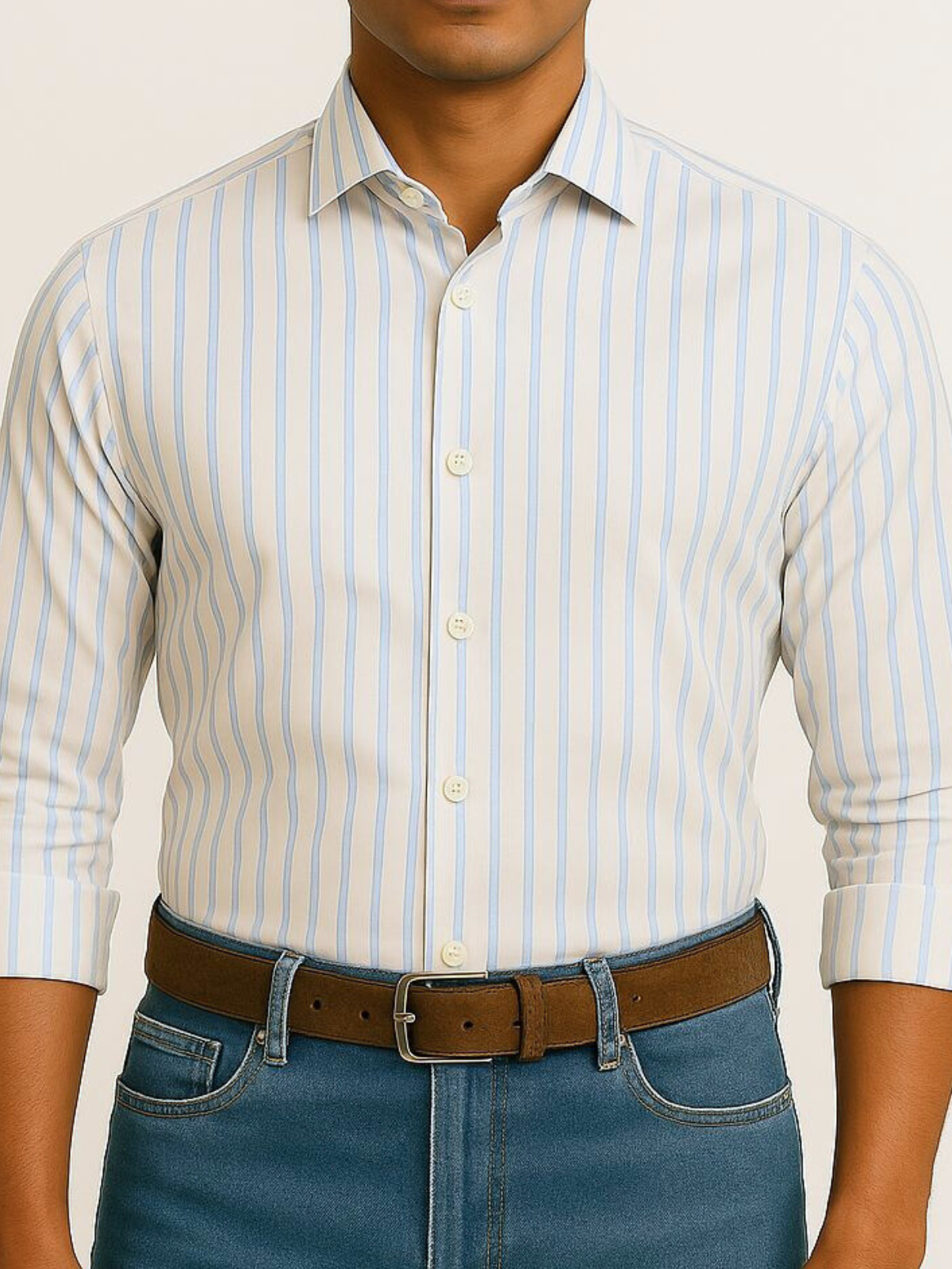 Sky Chalk Stripe Formal Shirt