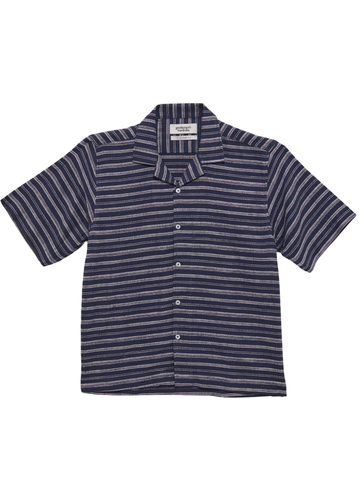 Navy Stripe Cuban Shirt