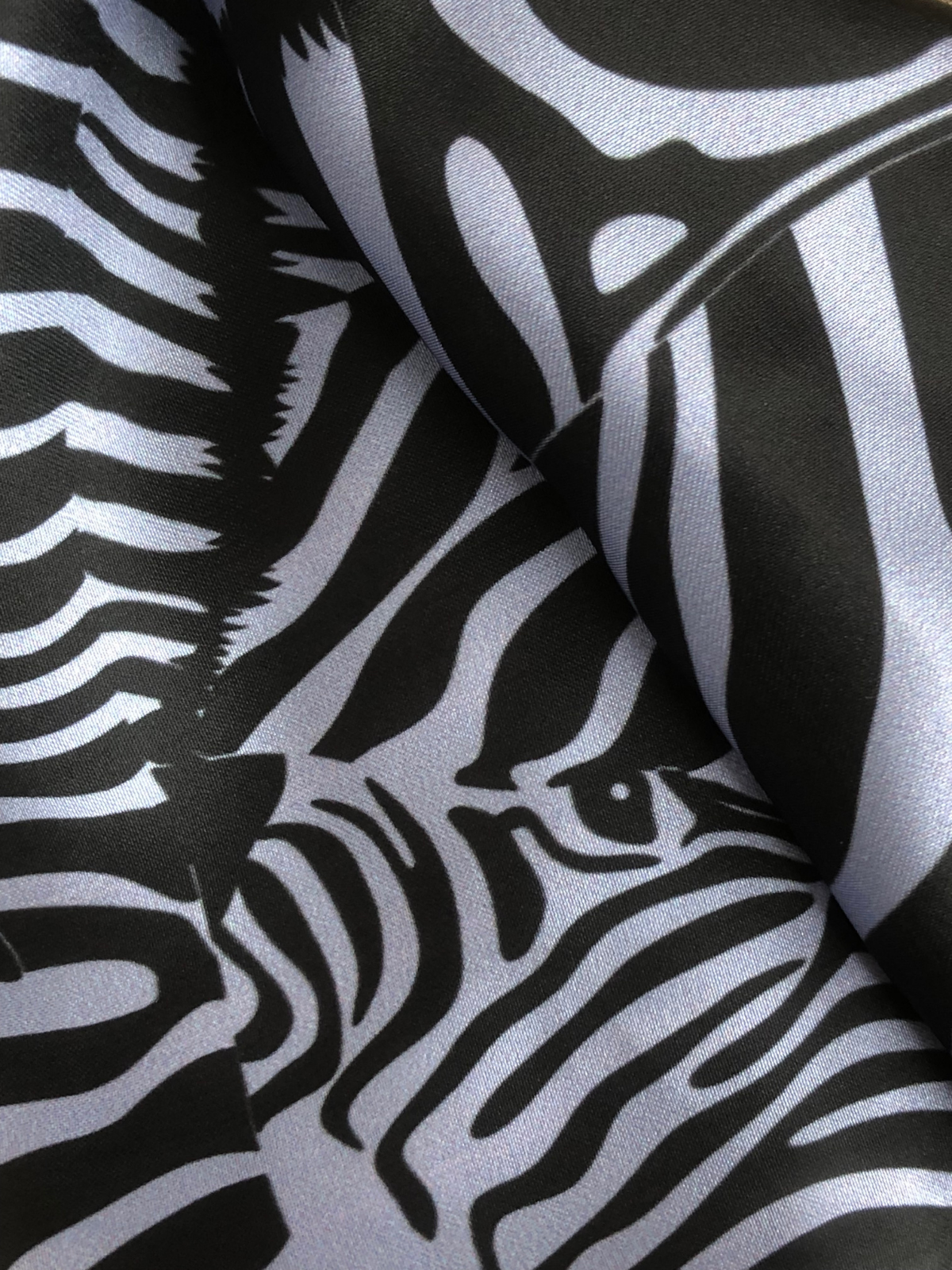 Black with Lavender Zebra Abstract Silk Pocket Square