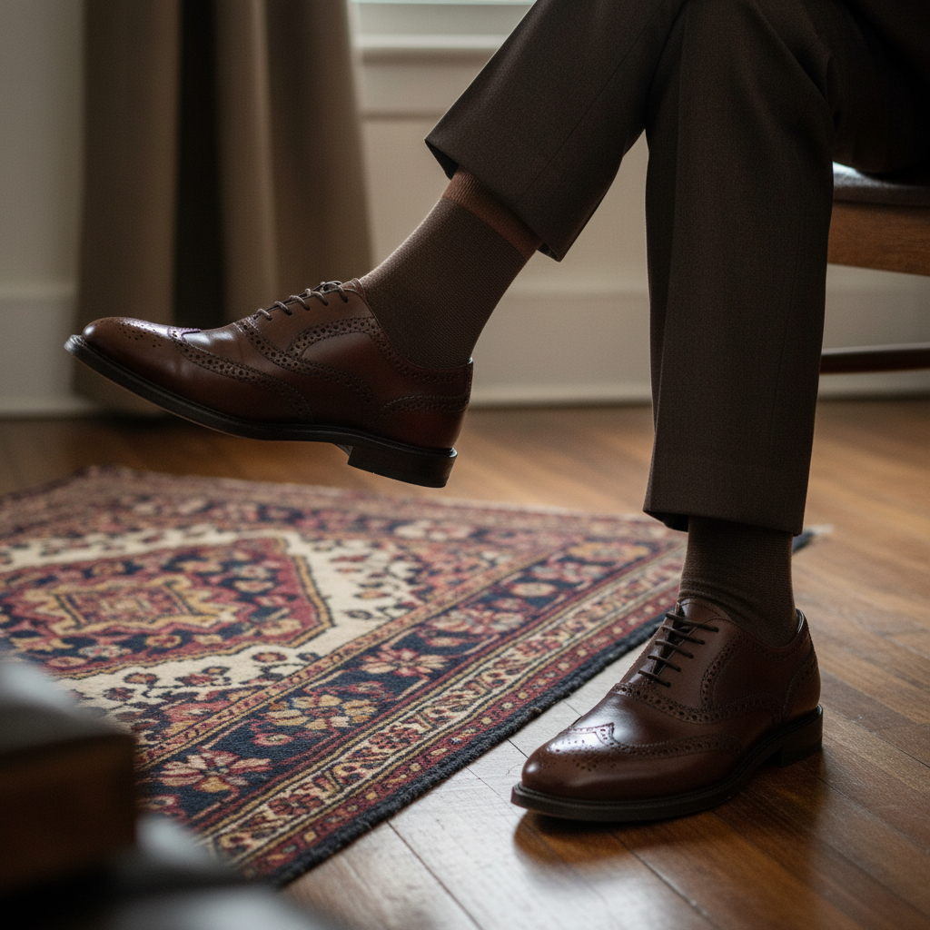 Brown Subtle Stripe Socks
