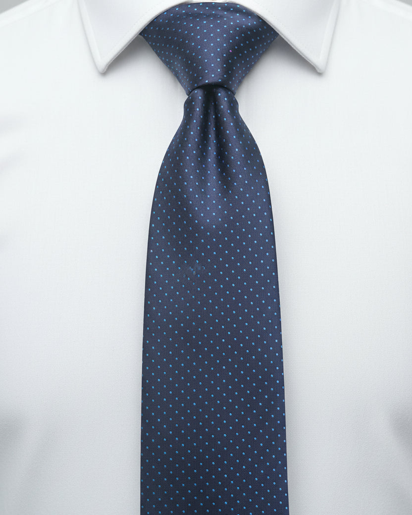 Navy Micro Polka Dot Silk Tie