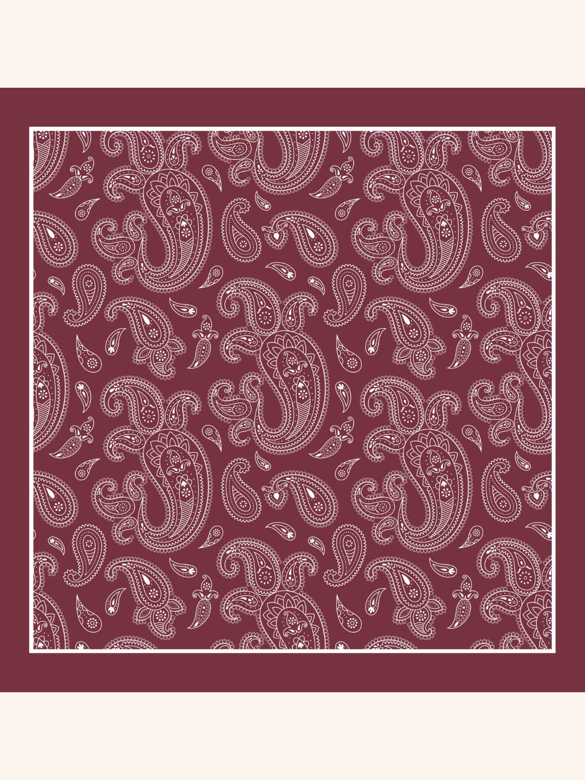 Crimson with Heavy White Paisley Silk Pocket Square