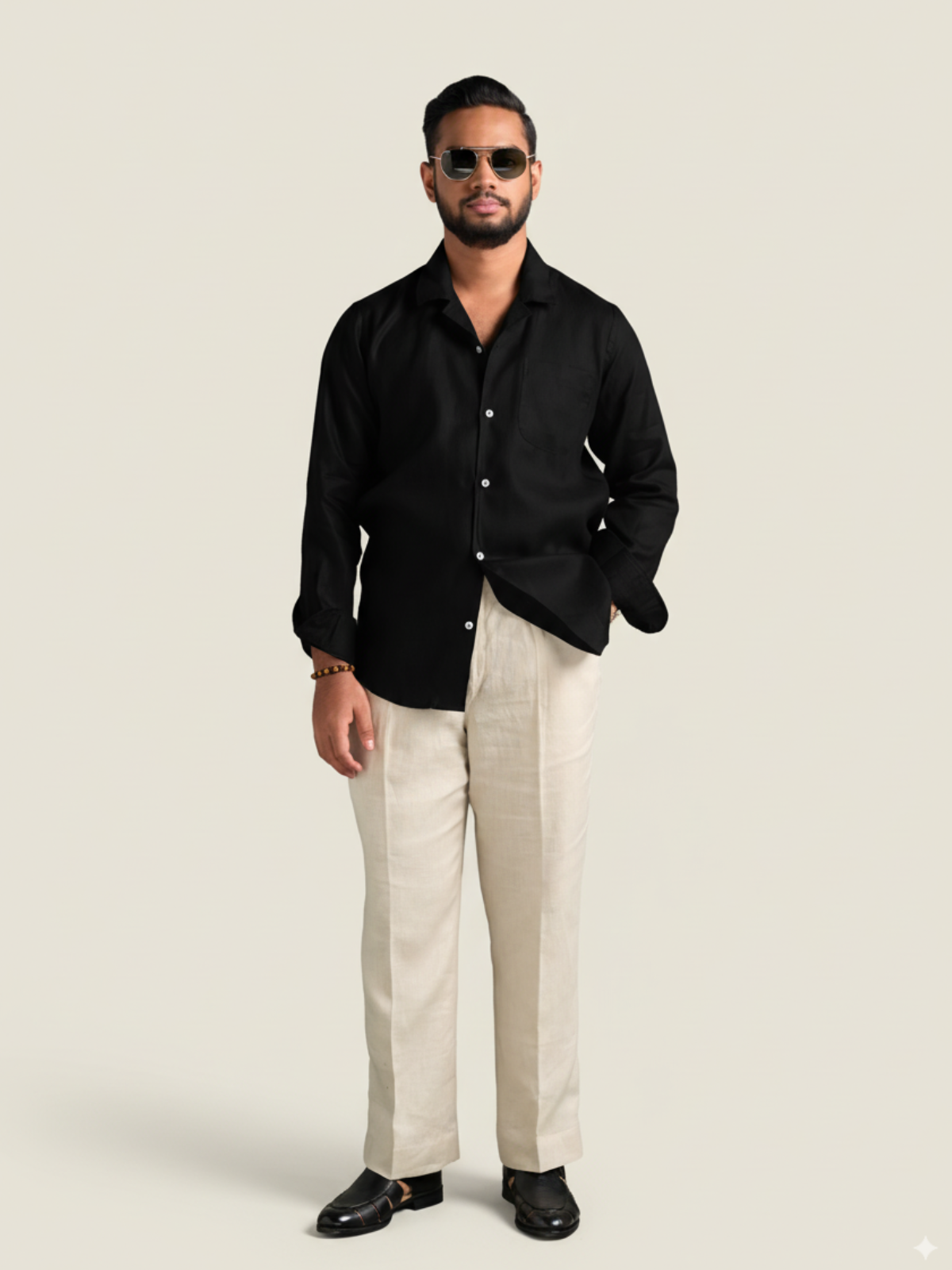 Black full sleeve cuban shirt