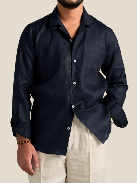 Black full sleeve cuban shirt