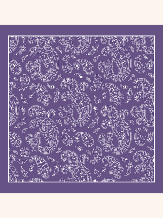 Lilac with Heavy White Paisley Silk Pocket Square