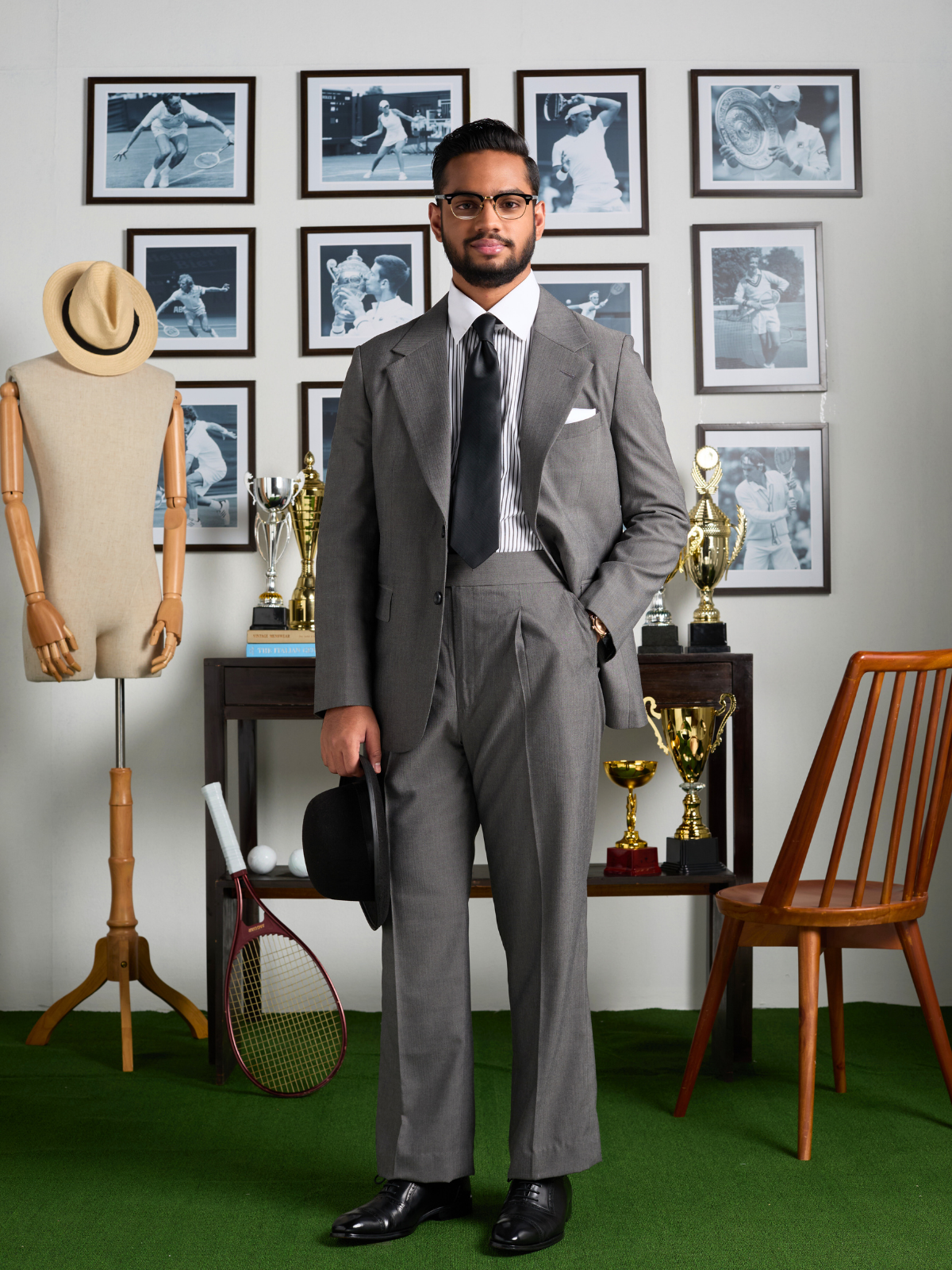 Grey Herringbone Blazer