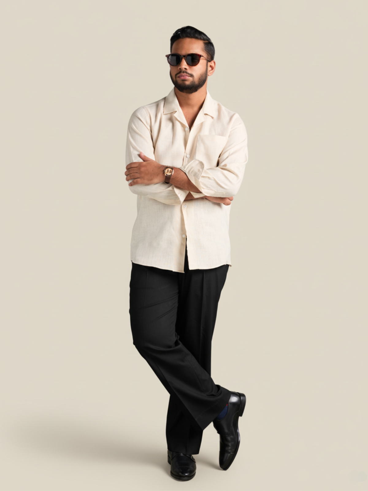 Beige full sleeve cuban