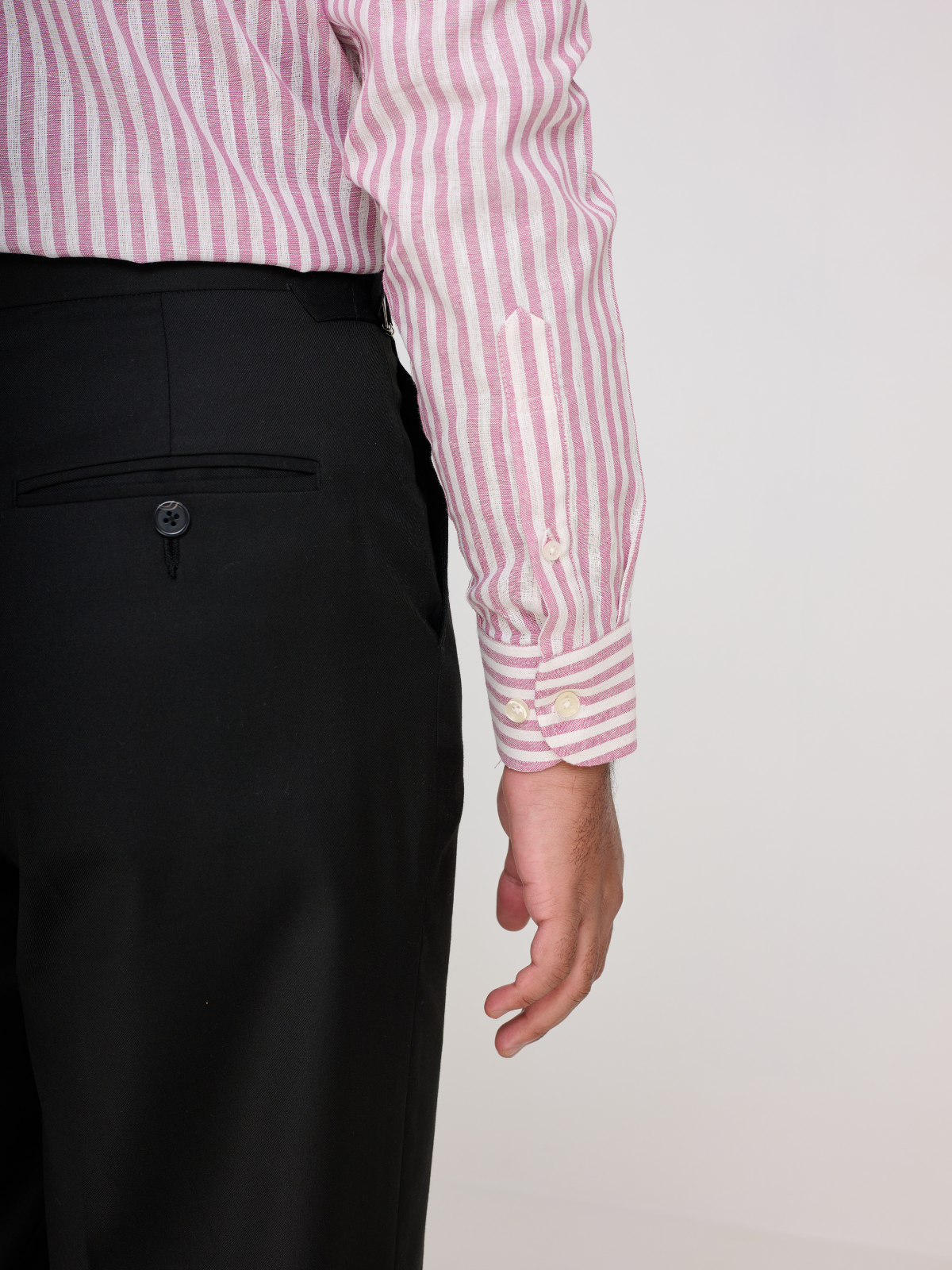 Pink & White Stripe Point Collar Shirt