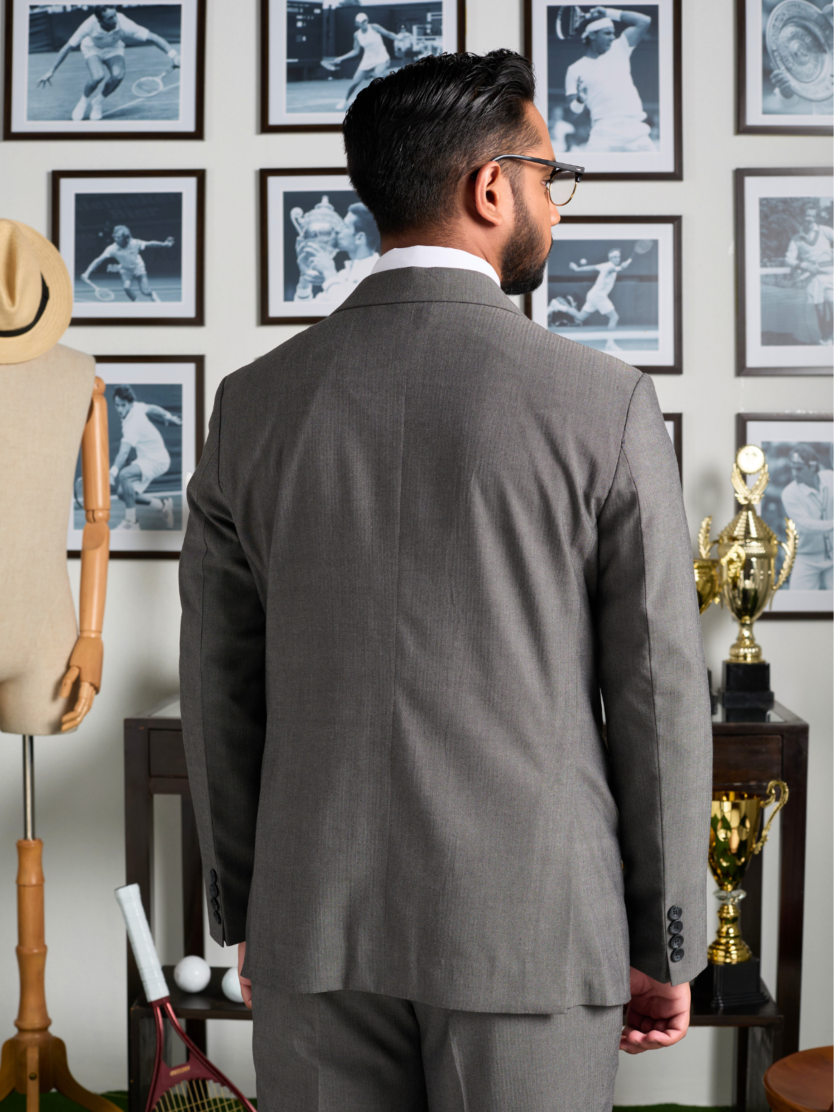 Grey Herringbone Blazer