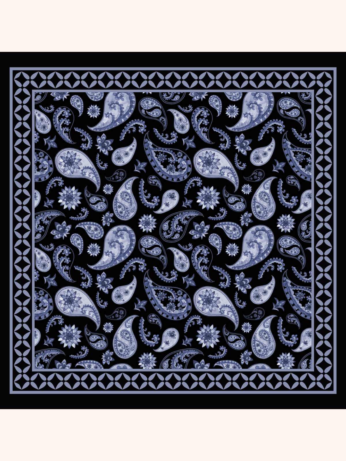 Black with Lavender Paisley Silk Pocket Square