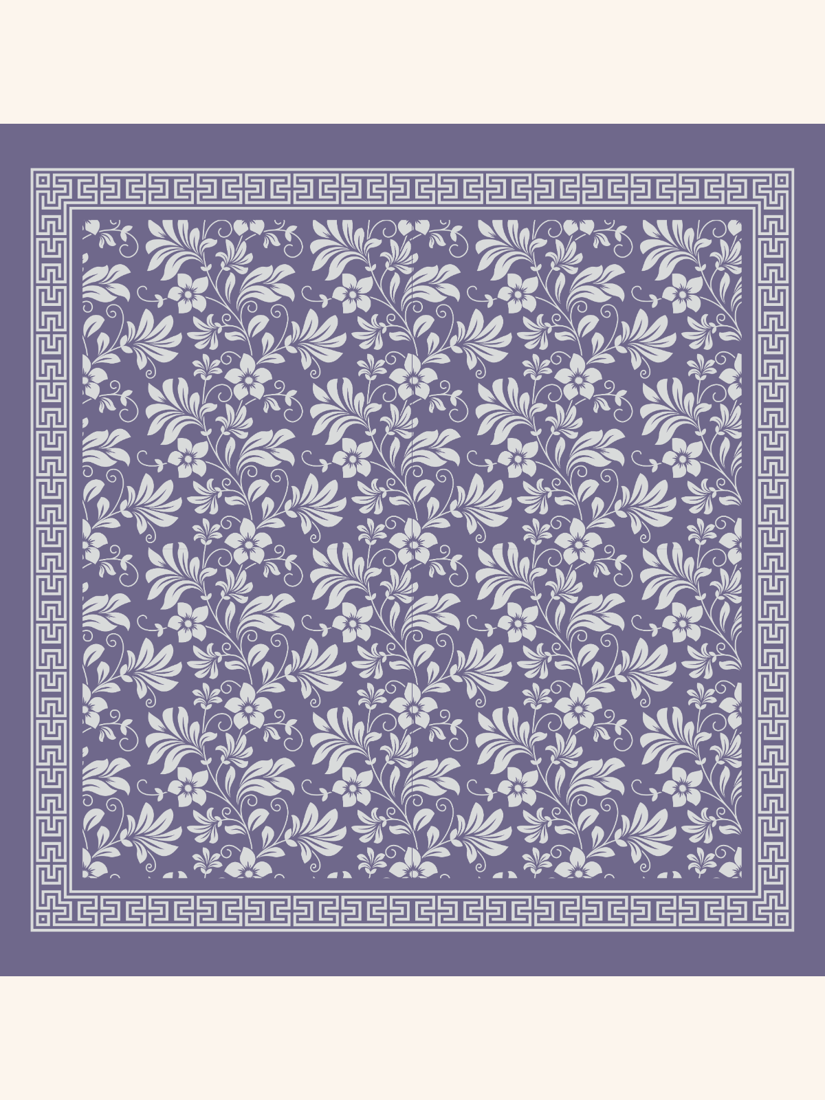 Purple with White Floral Silk Pocket Square