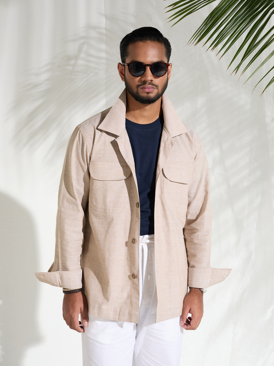 Beige Cotton Shacket