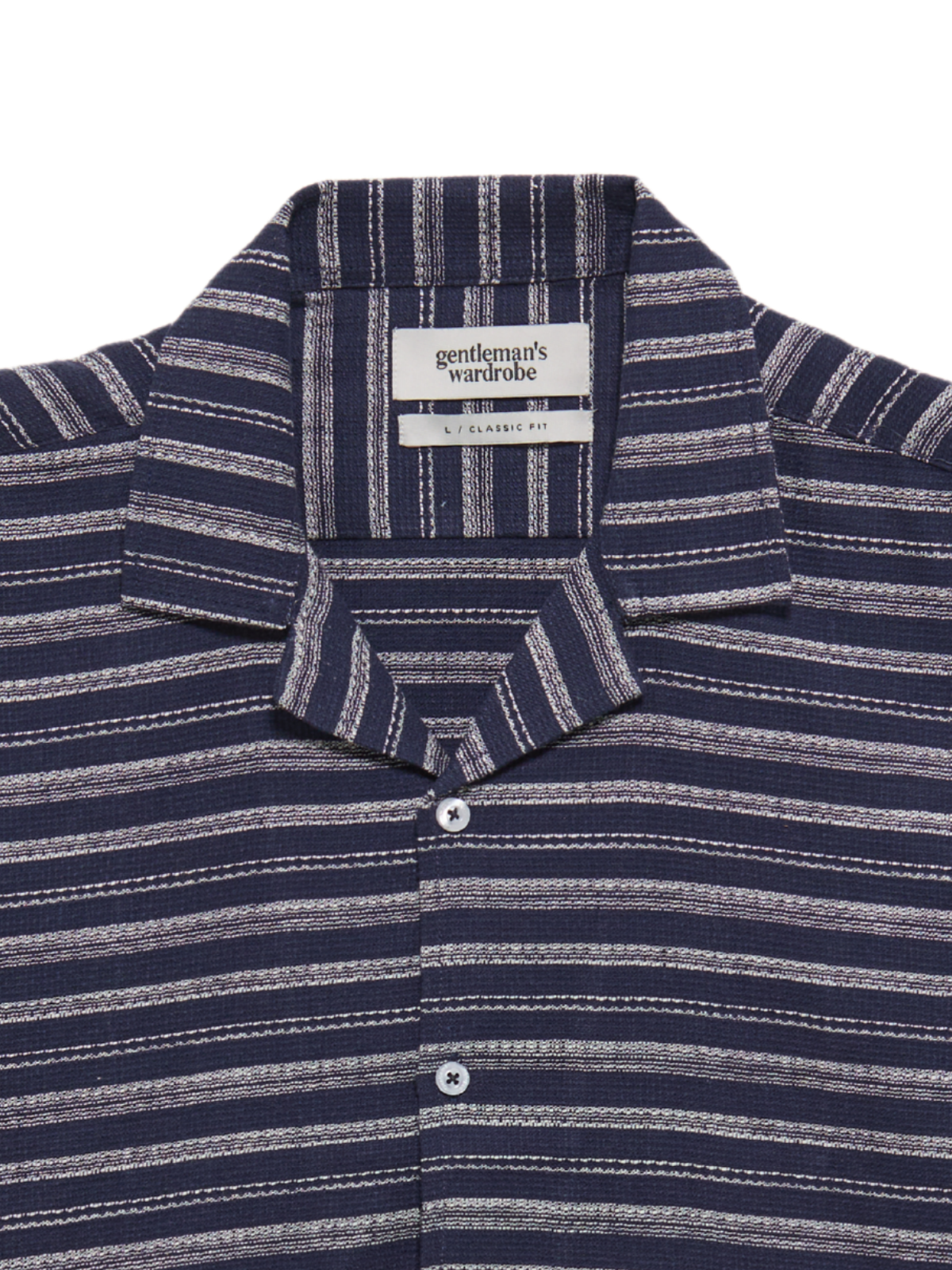 Navy Stripe Cuban Shirt