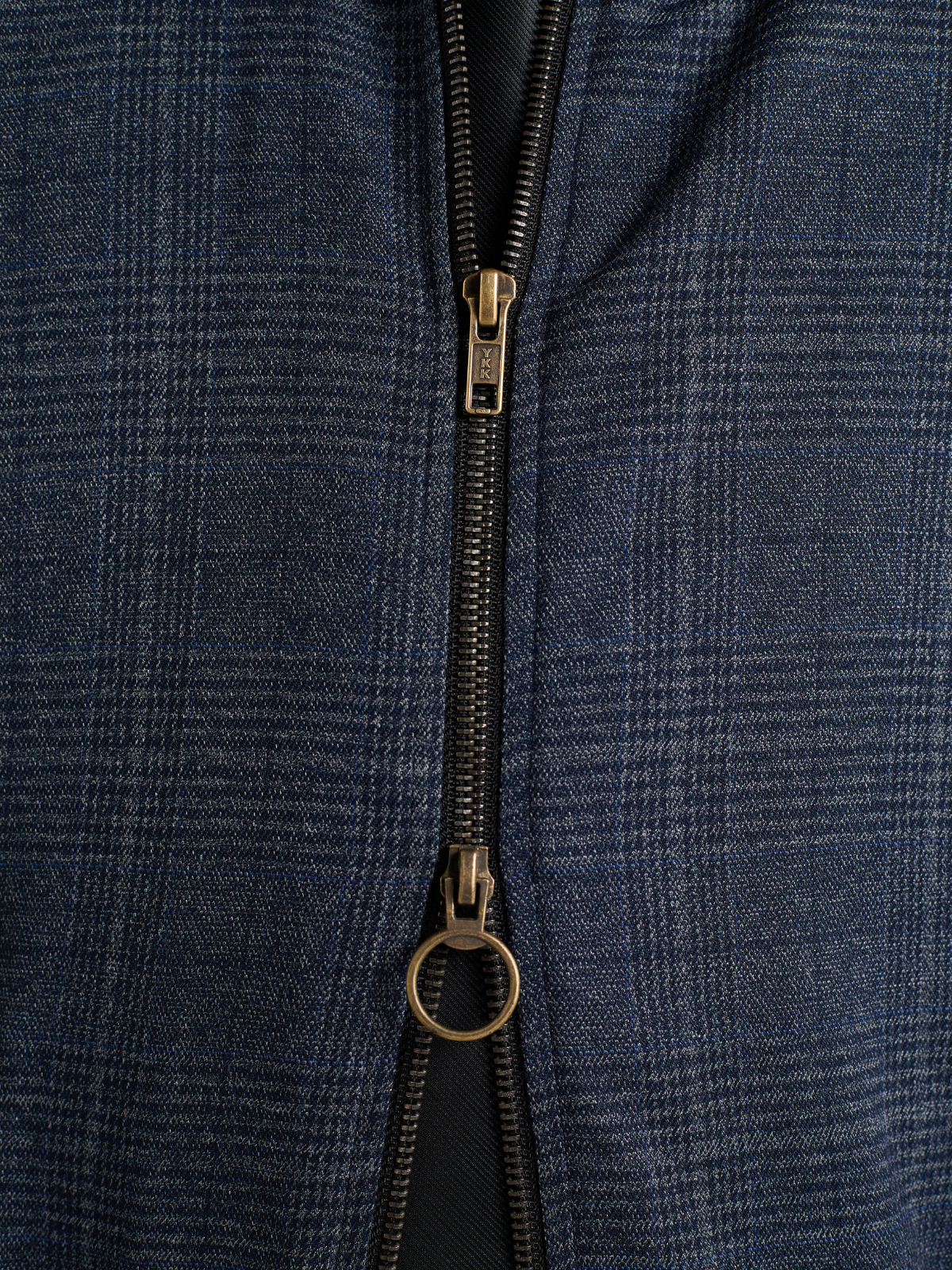 Navy Glen Check Cropped Bomber Jacket