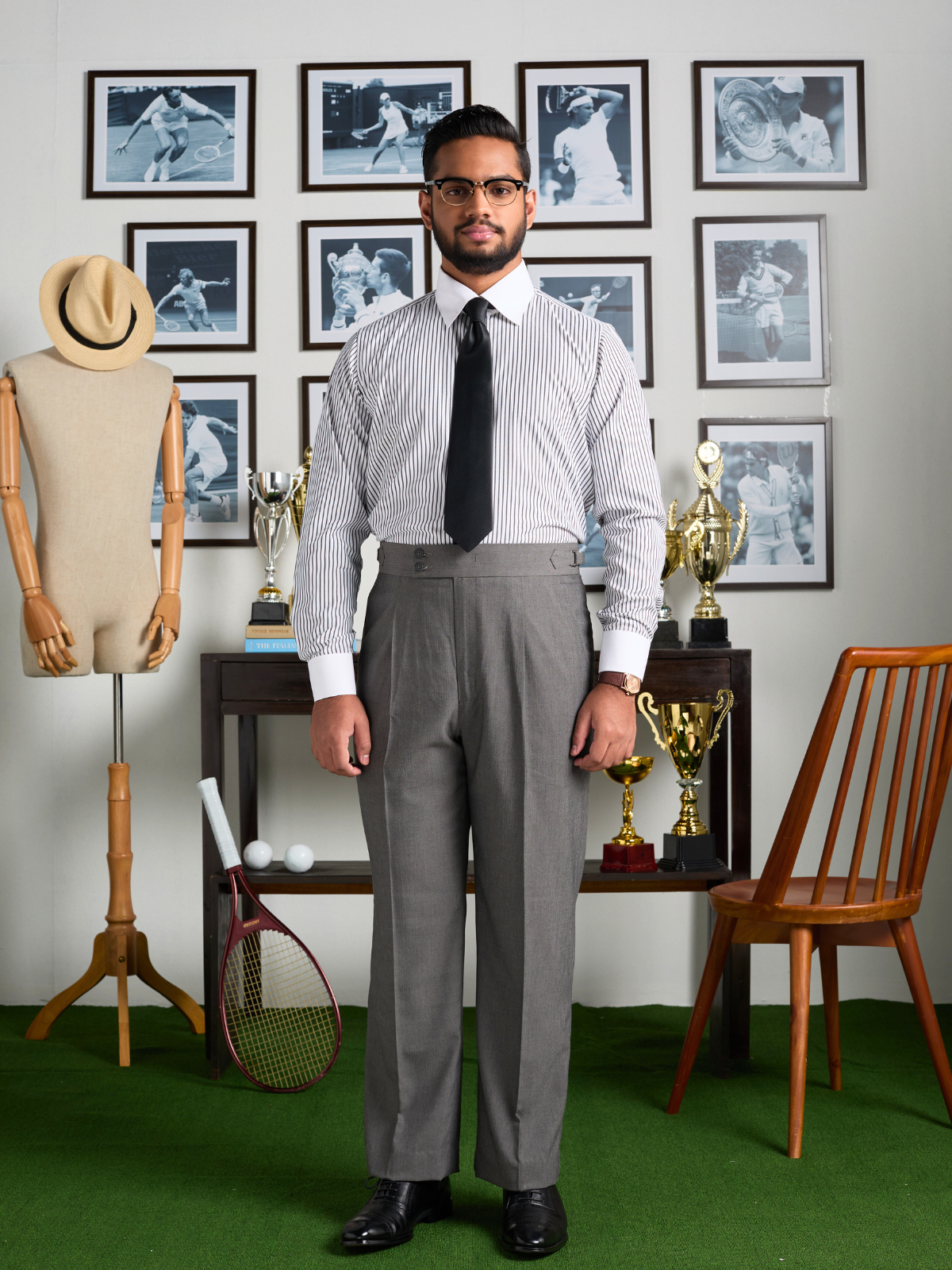 Grey Herringbone Formal Trouser