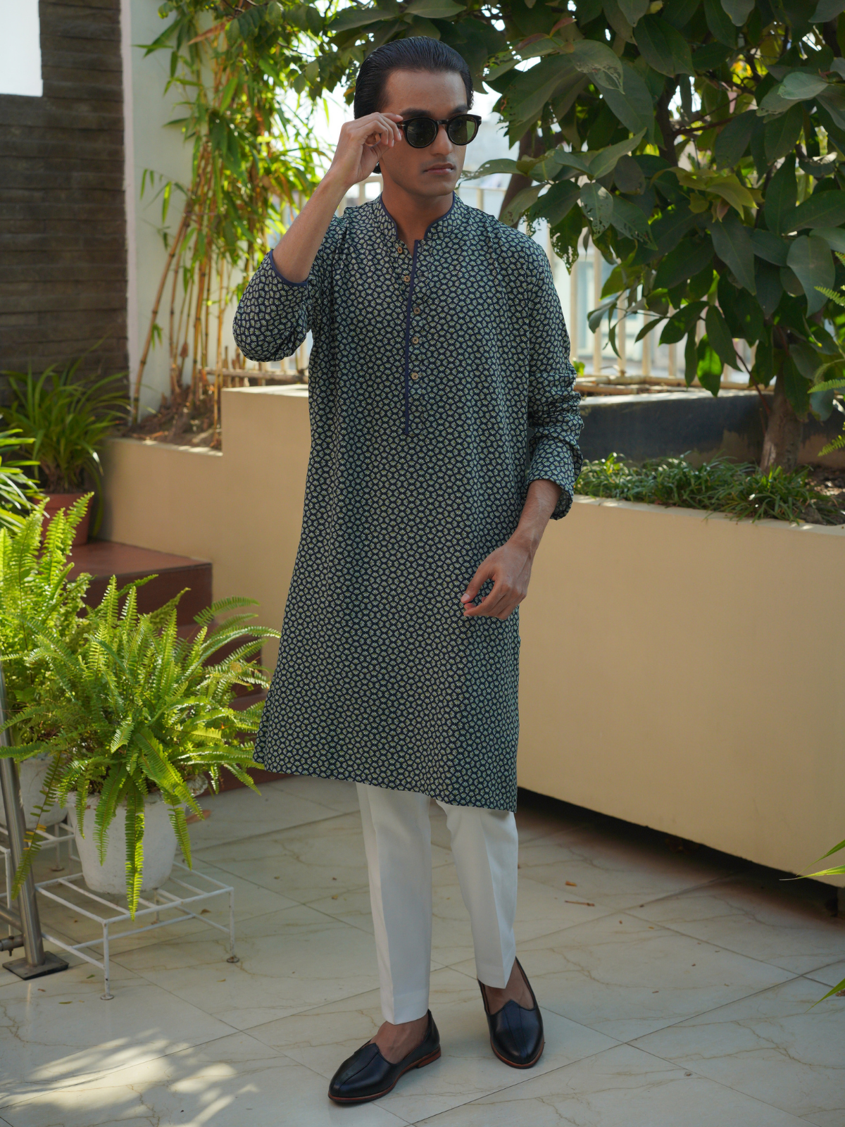 Green Printed Kurta